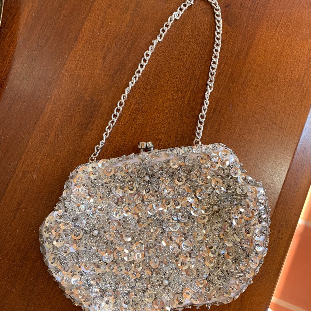 Silver evening bag